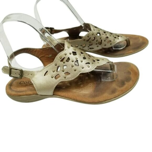 Cobb Hill New Balance Womens Leather Sandals 7M Gold Open Toe Perforated Design - Picture 6 of 13